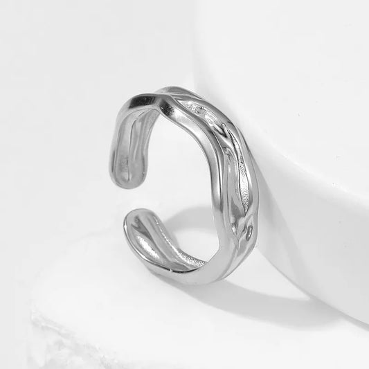 Ring silver steel open with abnormal texture-r002