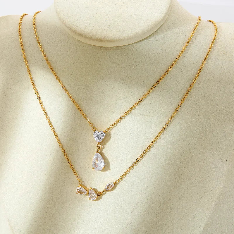 Κολιέ επιχρυσωμένο ατσάλι με zircon - NE742