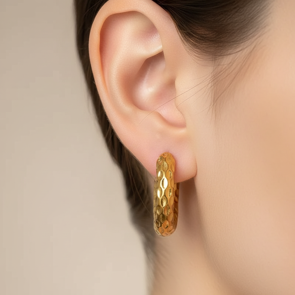 Σκουλαρίκια επιχρυσωμένο ατσάλι σφυρηλατημένο-EA362