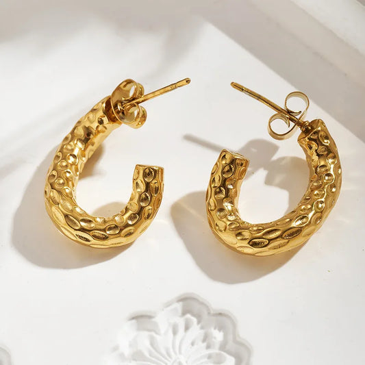 Σκουλαρίκια επιχρυσωμένο ατσάλι σφυρηλατημένο-EA362