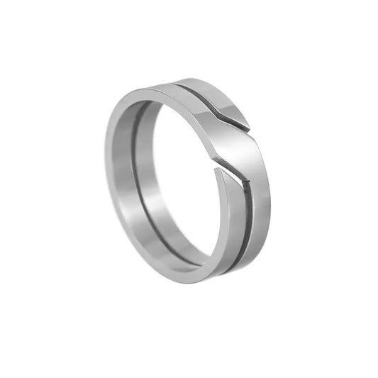 Δαχτυλίδι ατσάλι ασημί με κοψίματα-R250