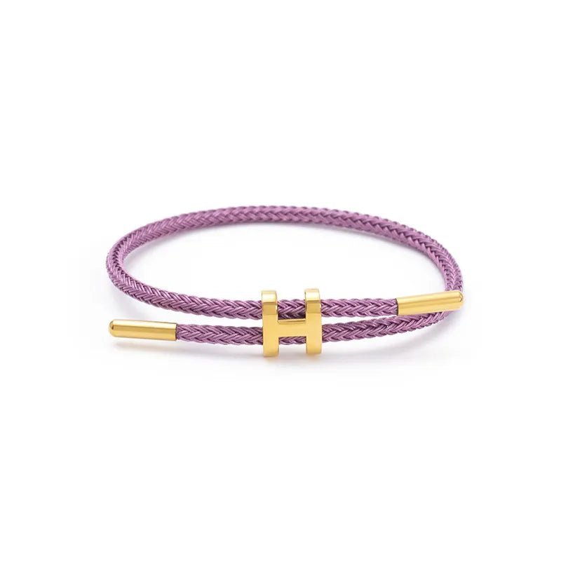 Rope bracelet and steel design in different colors - Br025