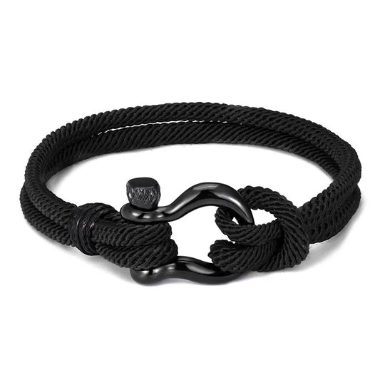 Bracelet with steel and black rubber -br068