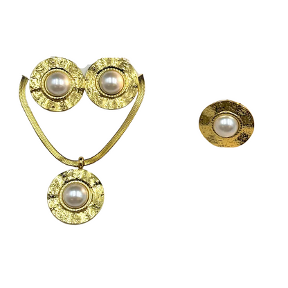 Σετ επιχρυσωμένο ατσάλι κολιέ σκουλαρίκια και δαχτυλίδι -SET046