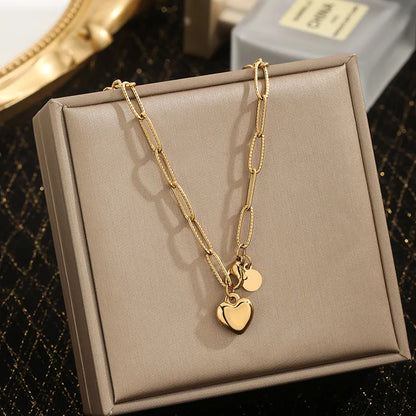 Σετ επιχρυσωμένο ατσάλι κολιέ και βραχιόλι με καρδιά-SET039