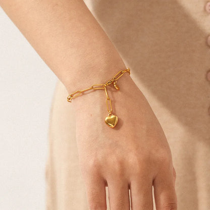 Σετ επιχρυσωμένο ατσάλι κολιέ και βραχιόλι με καρδιά-SET039