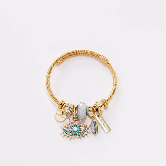 Bangle bracelet with blue eye - Br256