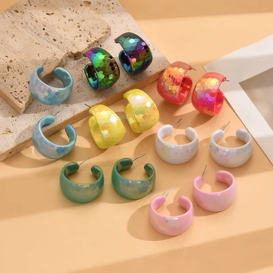 Σκουλαρίκια ακρυλικά κρίκοι- EA130