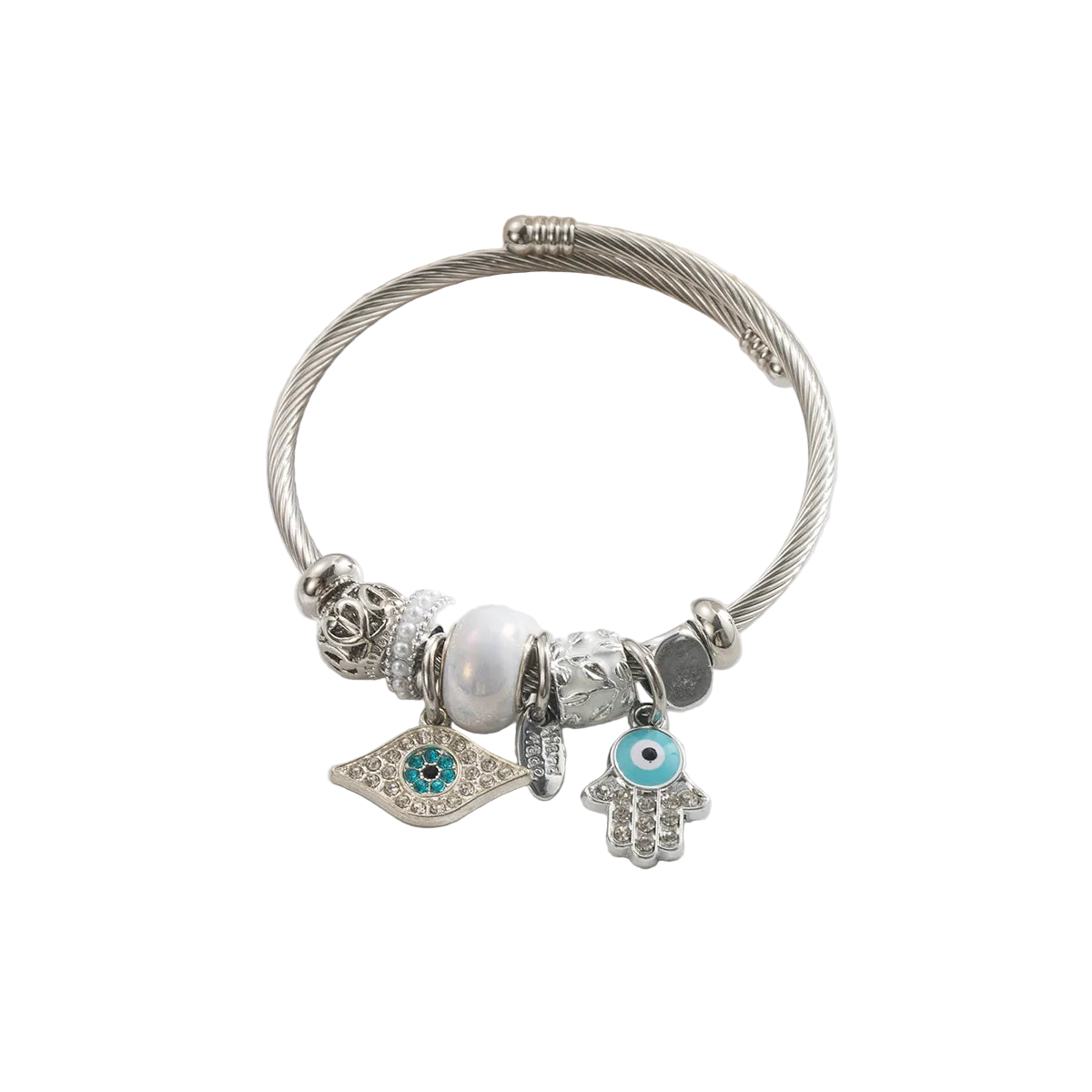 Βραχιόλι ατσάλι με μάτια και στρας-BR028