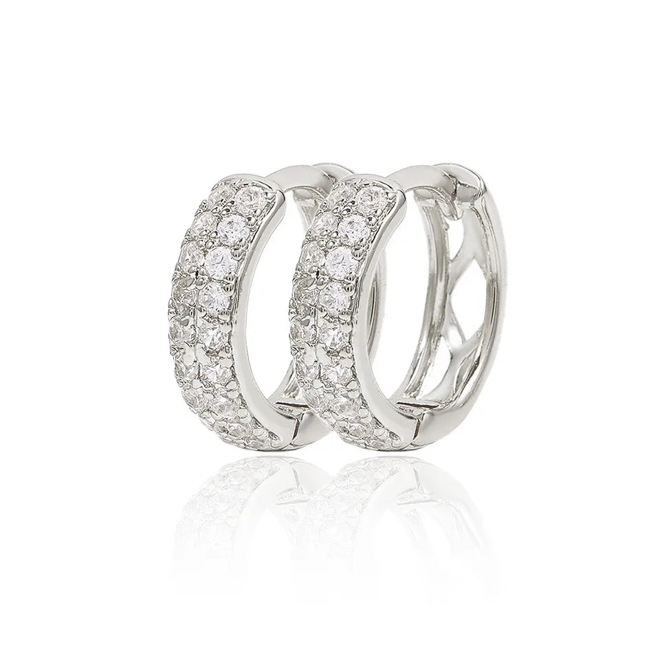 Σκουλαρίκια ατσάλι κρίκοι με zircon-EA307