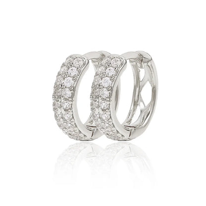 Σκουλαρίκια ατσάλι κρίκοι με zircon-EA307