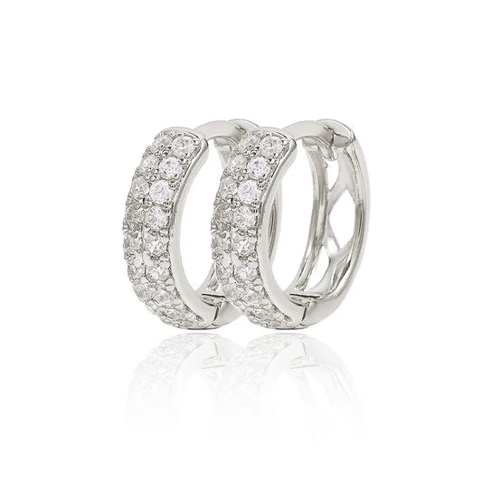 Σκουλαρίκια ατσάλι κρίκοι με zircon-EA307