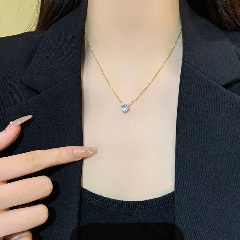 *Κολιέ ατσάλι με καρδιά στρας-NE120