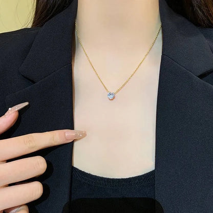 *Κολιέ ατσάλι με καρδιά στρας-NE120