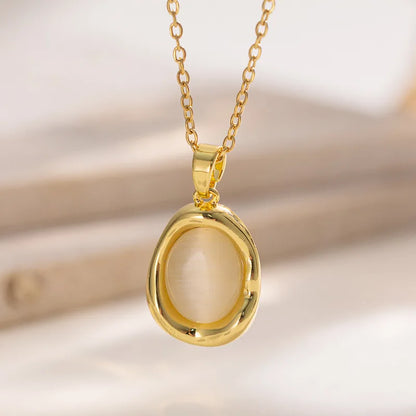 Κολιέ ατσάλι με χρυσό πλαίσιο-NE408