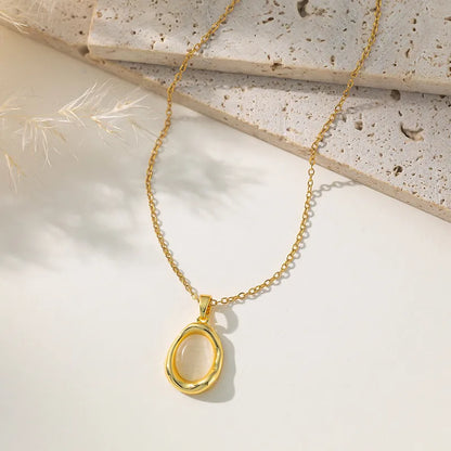 Κολιέ ατσάλι με χρυσό πλαίσιο-NE408