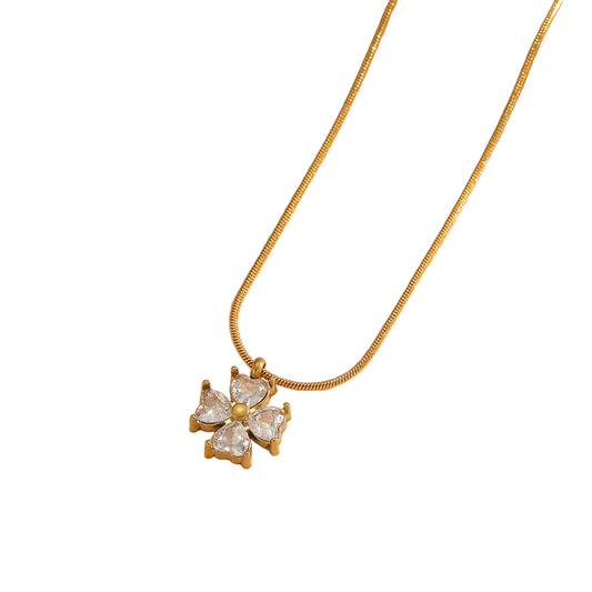 Colier cruce din oțel placat cu aur-NE104