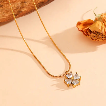 Colier cruce din oțel placat cu aur-NE104