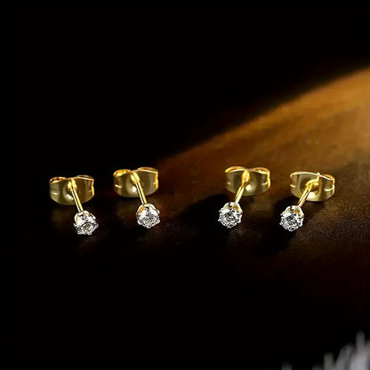 Σκουλαρίκια χρυσό ατσάλι με zircon-SET036