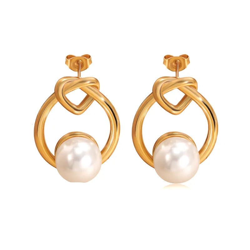 *Σκουλαρίκια ατσάλι με πέρλα-EA649