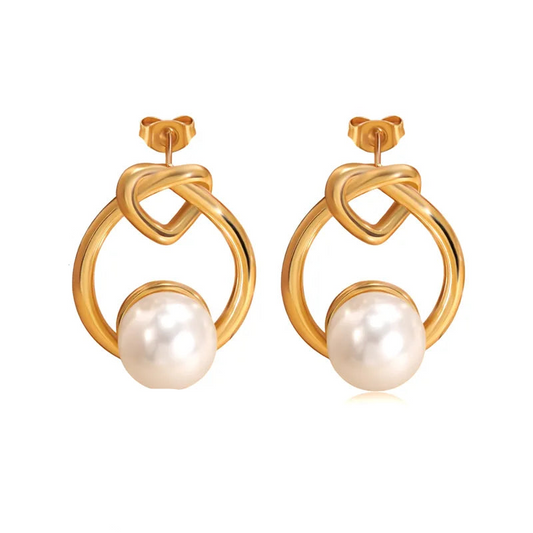 *Σκουλαρίκια ατσάλι με πέρλα-EA649