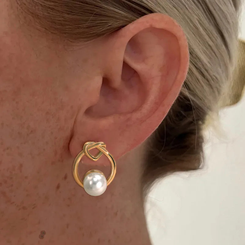 *Σκουλαρίκια ατσάλι με πέρλα-EA649