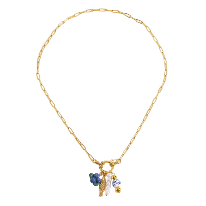 Colier din oțel placat cu aur cu peștișor - NE749