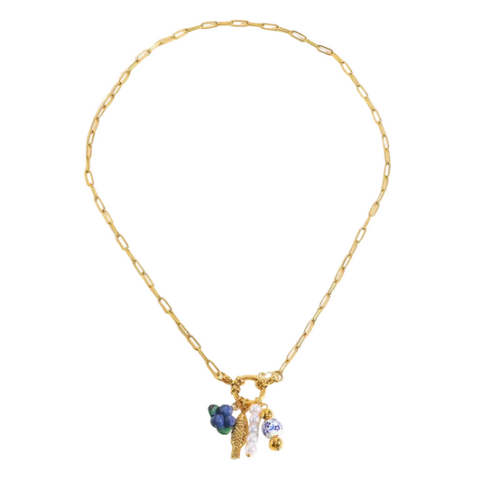 Colier din oțel placat cu aur cu peștișor - NE749