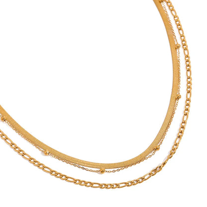 Κολιέ επιχρυσωμένο ατσάλι τριπλή αλυσίδα-NE013