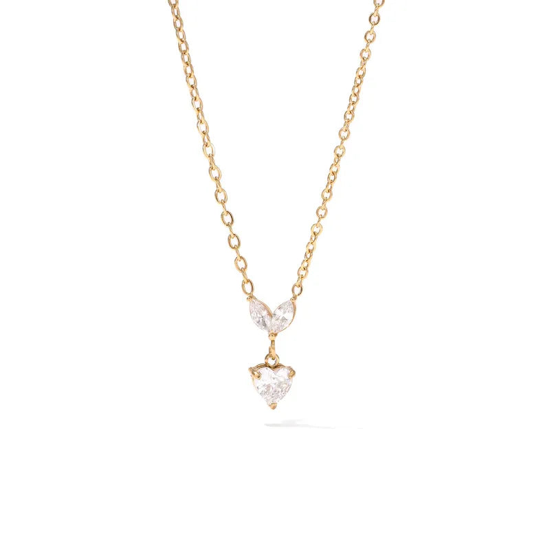 Colier din otel cu rupturi de zircon-NE003