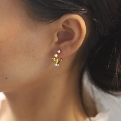 Σκουλαρίκια επιχρυσωμένο ατσάλι με καρδιές και zircon-EA369