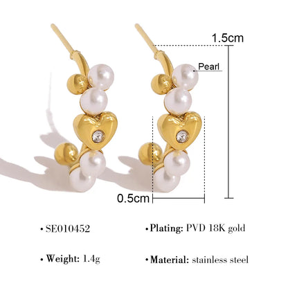 Σκουλαρίκια επιχρυσωμένο ατσάλι με καρδιές και zircon-EA369