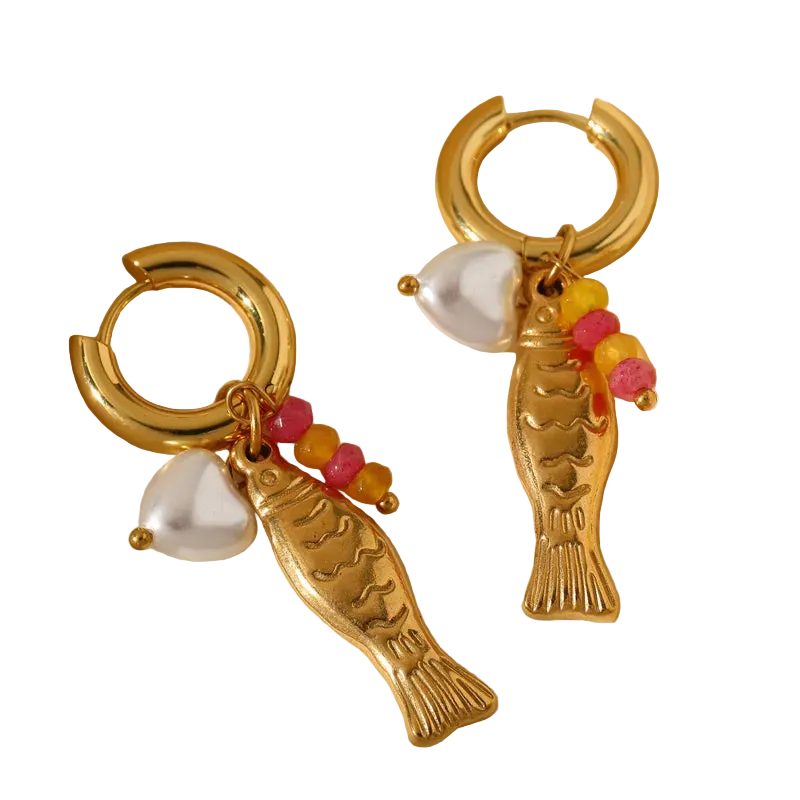 Σκουλαρίκια επιχρυσωμένο ατσάλι ψαράκια - EA780