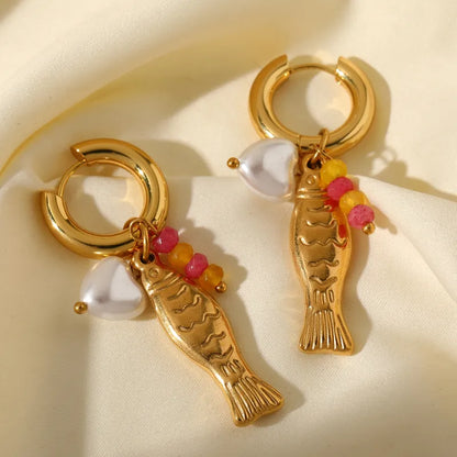 Σκουλαρίκια επιχρυσωμένο ατσάλι ψαράκια - EA780