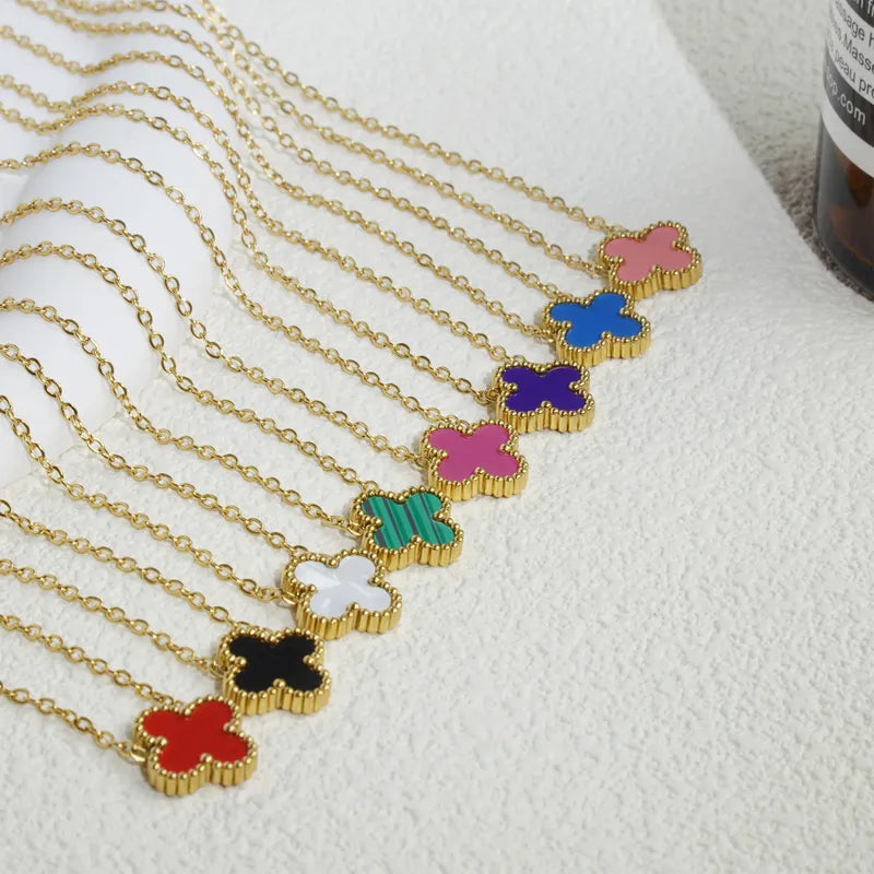 Necklace gold-plated four-colored steel in 10 colors-ne440