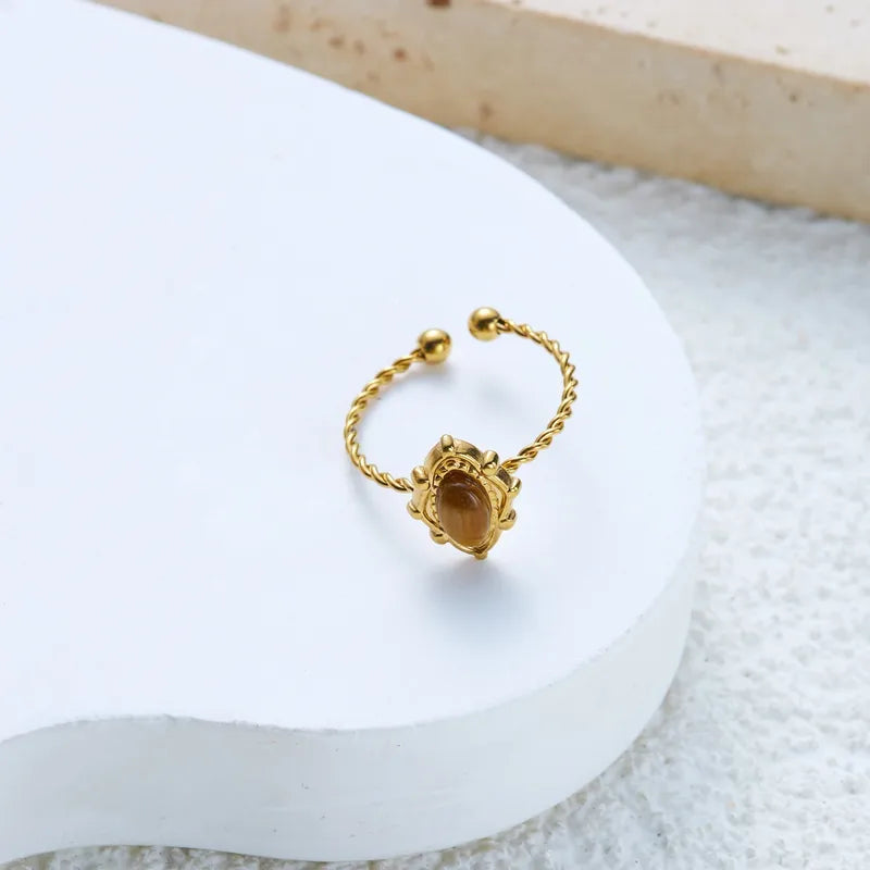Bague triple acier doré - R372
