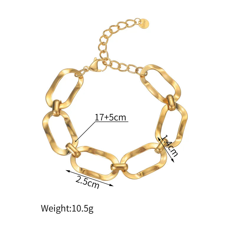 Βραχιόλι επιχρυσωμένο ατσάλι οβαλ κρίκοι-BR161