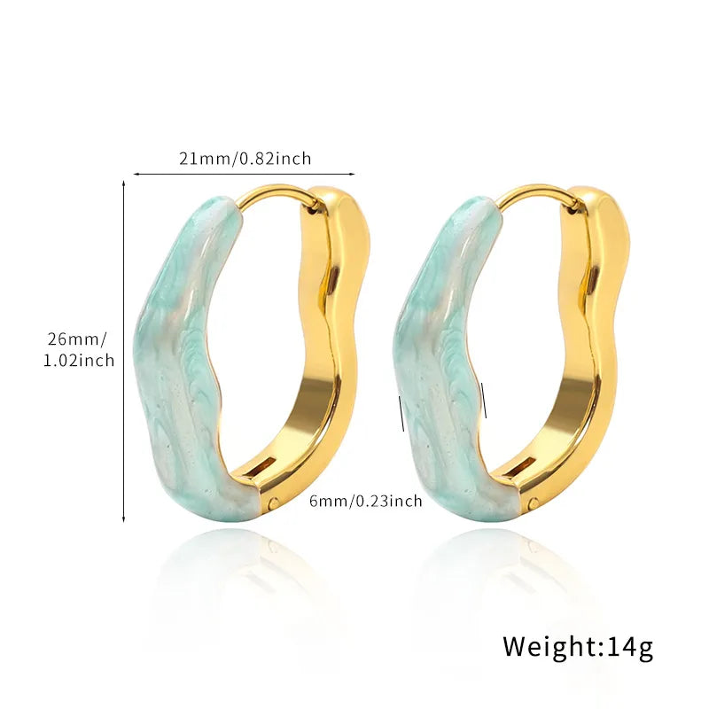 Σκουλαρίκια ατσάλι κρίκοι με γαλάζιο-EA595