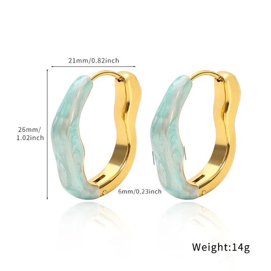 Σκουλαρίκια ατσάλι κρίκοι με γαλάζιο-EA595