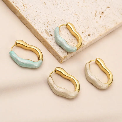 Σκουλαρίκια ατσάλι κρίκοι με γαλάζιο-EA595