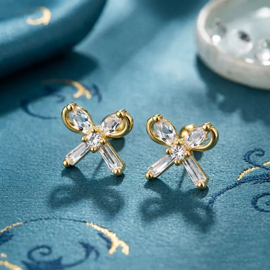Starfish steel earrings with blue stones- EA681