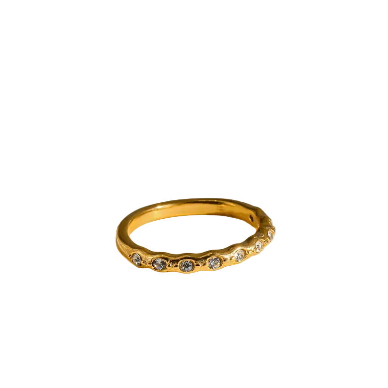 Δαχτυλίδι χρυσό ατσάλι βέρα με zircon - R203
