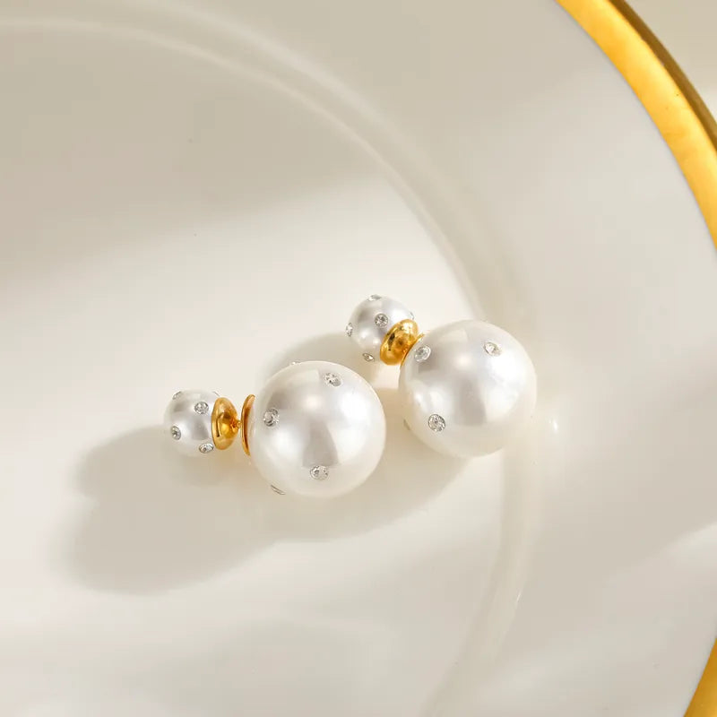 Orecchini di perle in acciaio con strass - EA687