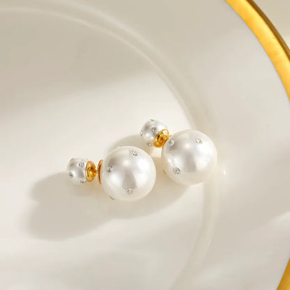 Orecchini di perle in acciaio con strass - EA687