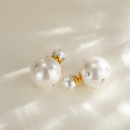 Orecchini di perle in acciaio con strass - EA687