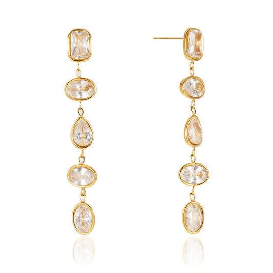 Ohrhänger aus Stahl und Gold mit Zirkonia – EA602