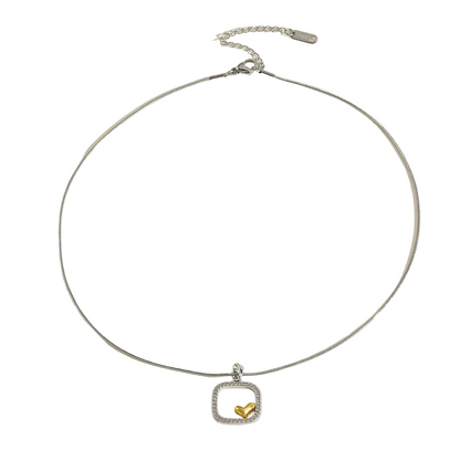 Zircon steel necklace and heart-ne018