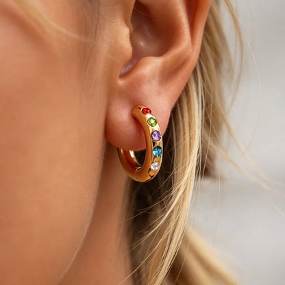 Gold steel earrings with brown stones - EA320