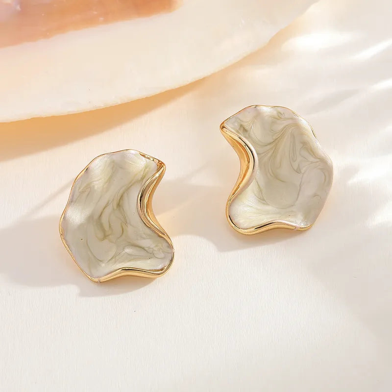 *Σκουλαρίκια επιχρυσωμένο ατσάλι λιωμένο σχήμα-EA603