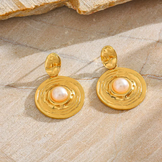 *Σκουλαρίκια επιχρυσωμένο ατσάλι με πέρλες-EA202